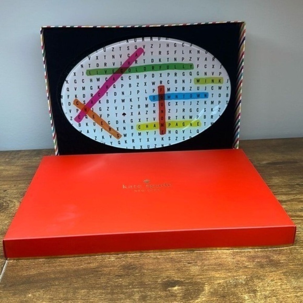 Kate Spade New York Say The Word Word Search Oval Dish Crystal Lenox 10.5" Plate